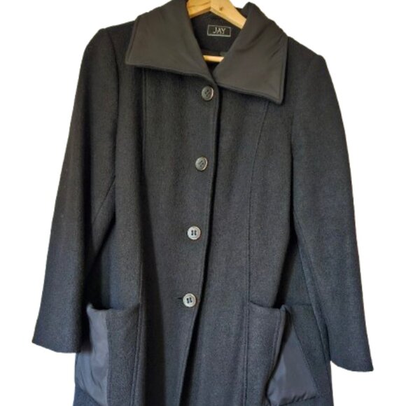 Jay Woolen Coat SZ 16 Black - Picture 2 of 8